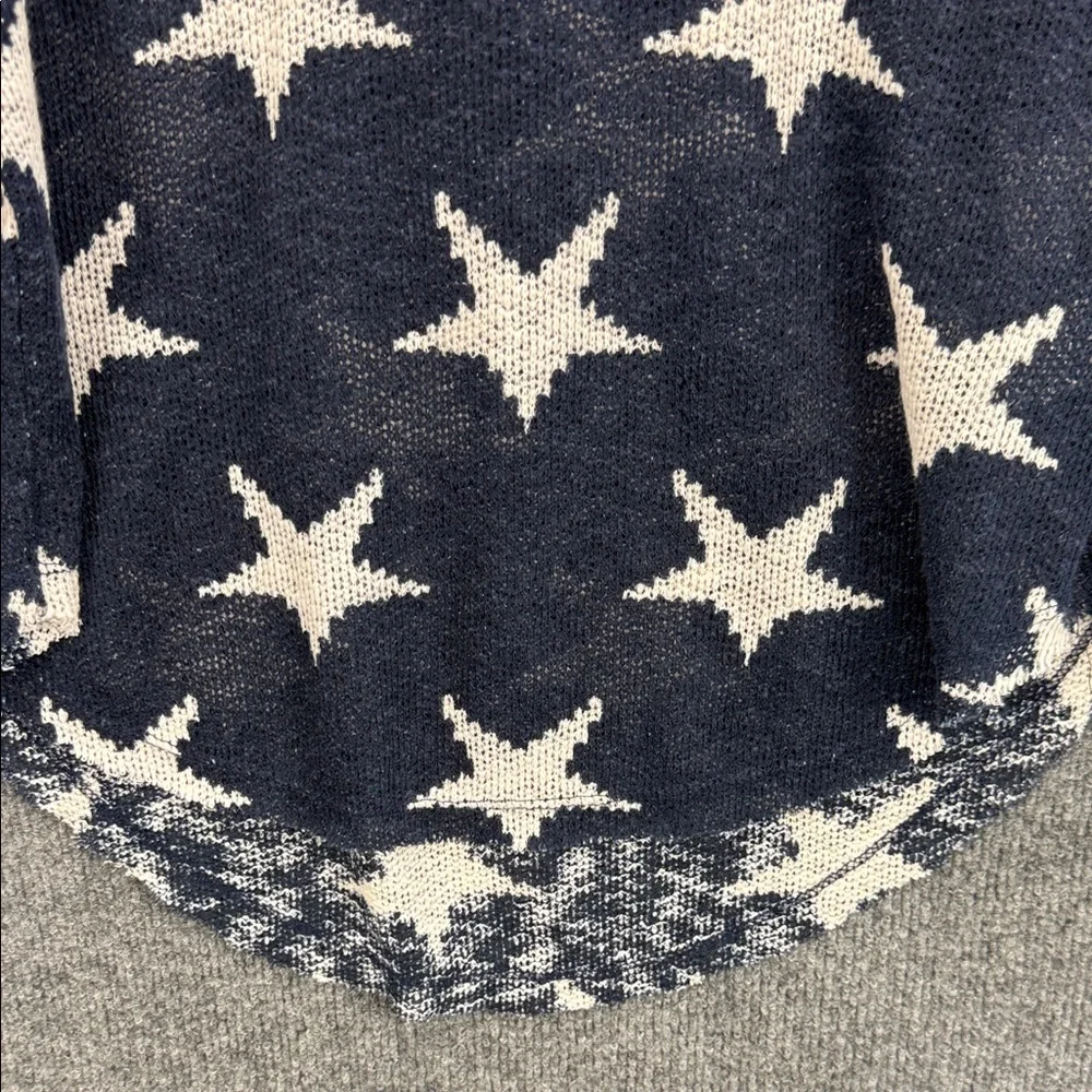 Vintage Havana Star Sheer Hooded Knit Pullover - Navy & Cream Small - Picture 12 of 14